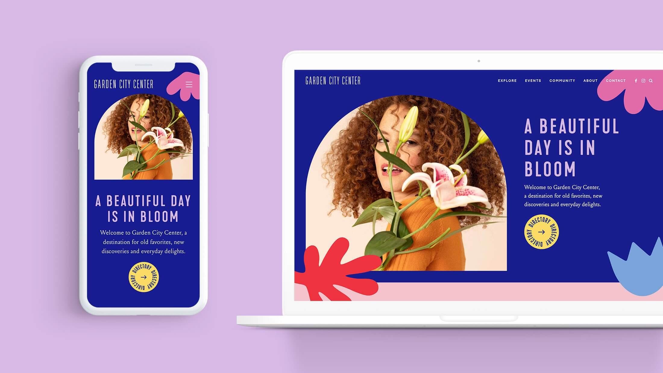 Garden City Center Homepage on a Laptop and iPhone screen